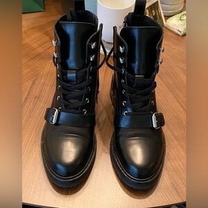 AllSaints Donita Leather Combat Boots | Size EU 37 | Black